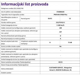 GUMA 215/70R15C 109/107S PROVAN ST850 PLUS TL STARMAXX info