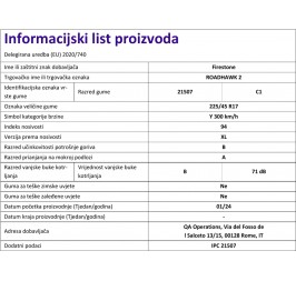 GUMA 225/45R17 94Y ROADHAWK 2 XL FIRESTONE info