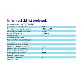 GUMA 235/45R17 97Y INTENSA UHP 2 XL TL SAVA info