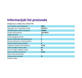 GUMA 145/70R13 71T EFFECTA+ TL SAVA info