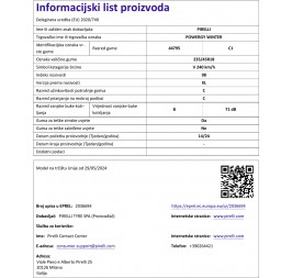 GUMA 235/45R18 98V POWERGY WINTER XL TL PIRELLI info