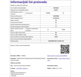 GUMA 195/55R20 95H XL ALPIN 7 MICHELIN info
