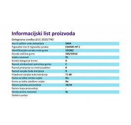 GUMA 205/55R16 91H ESKIMO HP2 TL SAVA info