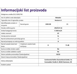 GUMA 195/55R16 87V HECTORRA 5 TL MATADOR info
