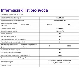 GUMA 225/45R17 94V POLARMAXX SPORT STARMAXX info