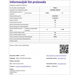 GUMA 225/55R17 101V XL POWERGY WINTER PIRELLI info