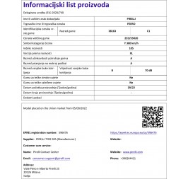 GUMA 235/55R20 105Y P-ZERO (PZ4) NE0 elt XL TL PIRELLI info